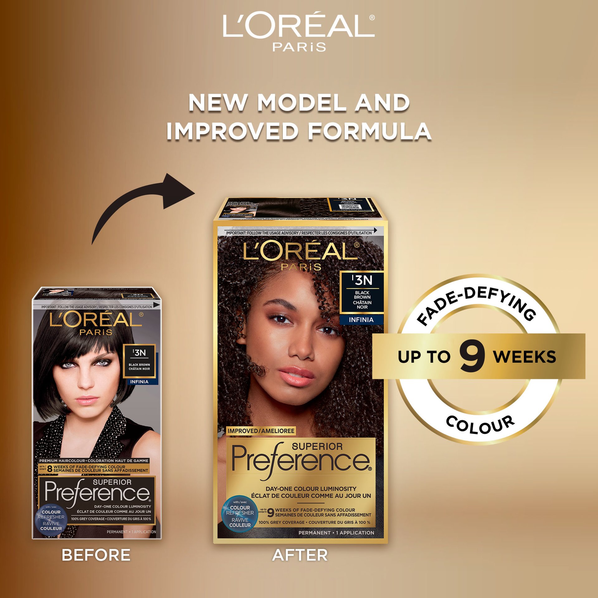 Old and new packaging of Superior Preference showcasing the new and improved formula